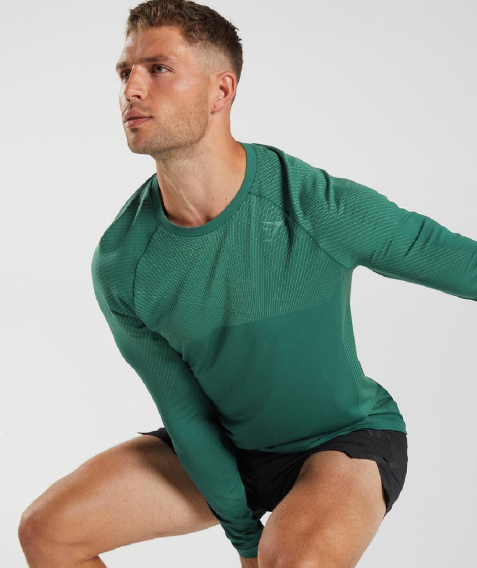 Long Sleeve Gymshark Apex Seamless Hombre Verde Verde | CO 3529FDN